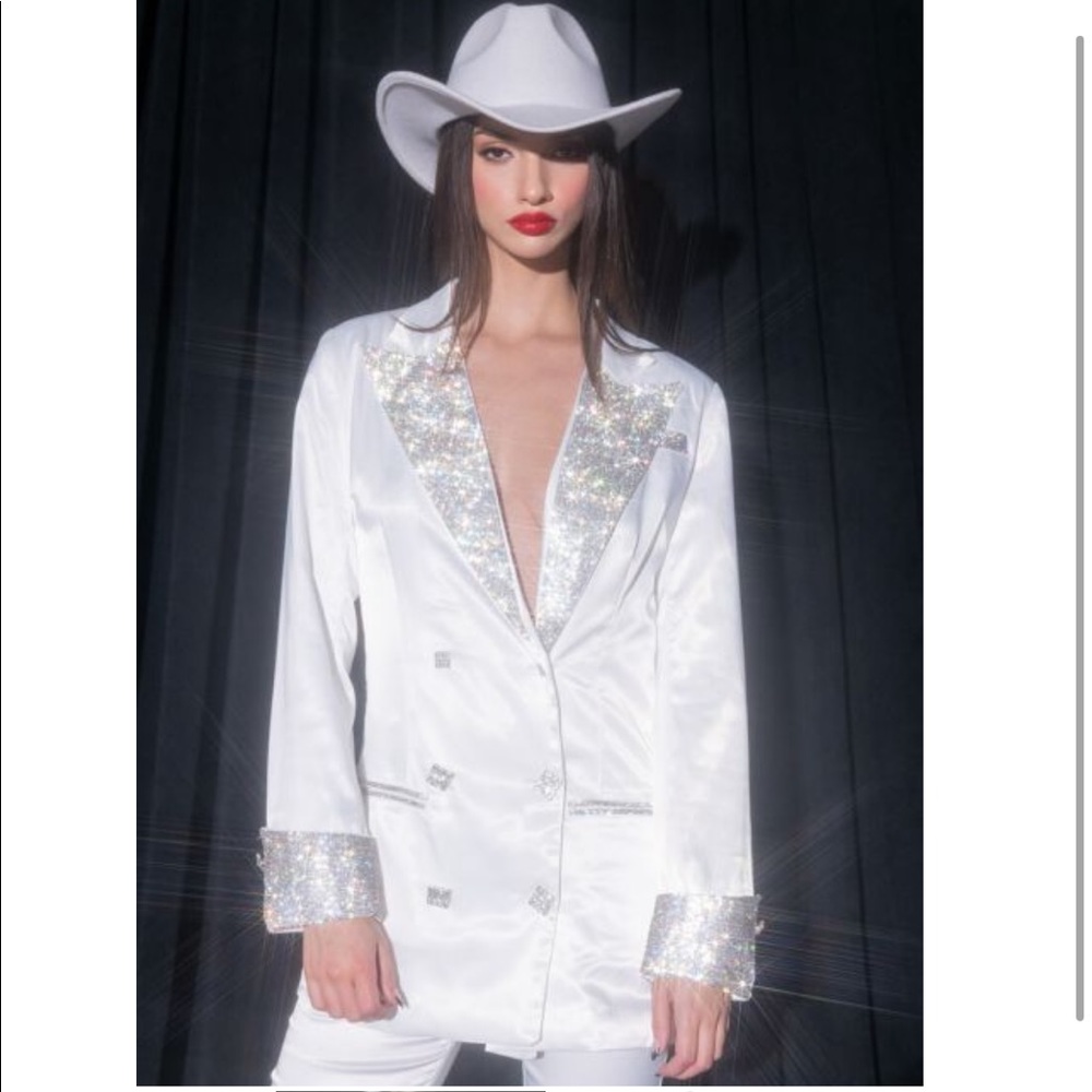 White Rhinestone Blazer